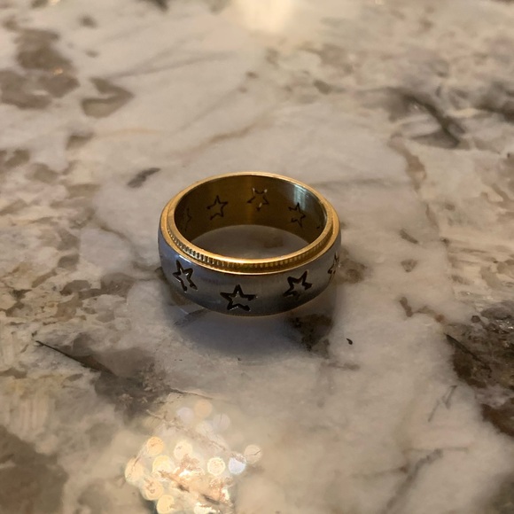 Two-Tone Gold & Silver Stainless Steel Star Ring, Approx. Size 7.5 - Picture 5 of 6